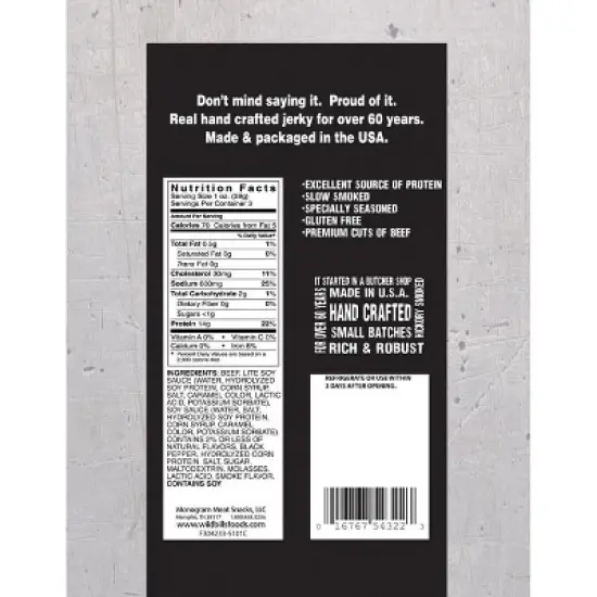Wild Bill's Black Peppered Beef Jerky 3 Ounce Pack (3 count) image {1}