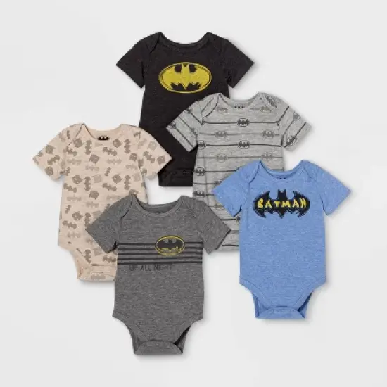 Baby Boys' 5pk Batman Bodysuits image {2}