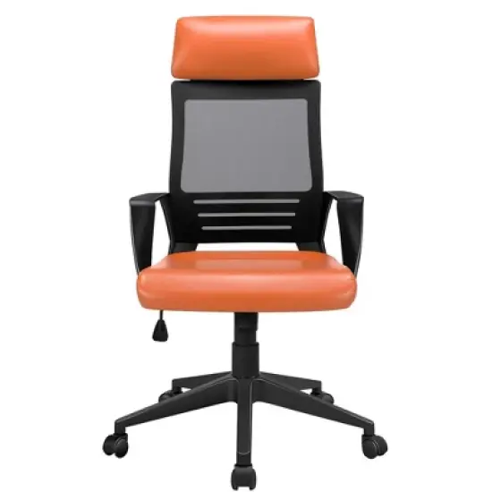 Yaheetech Swivel Office Desk Chair Study Work Chair with Headrest Lumbar Support Rolling Wheels image {9}