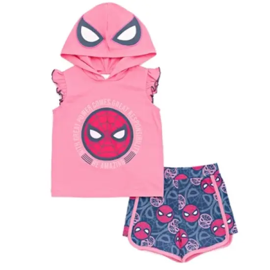 Marvel Spider-Man Ghost Spider Girls Cosplay Tank Top Dolphin Active and French Terry Shorts Toddler to Big Kid image {8}