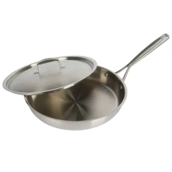 Gibson Home Babish 12' Stainless Steel Triply Professional Grade Fry Pan with Stainless Lid: Induction Safe, 3.25 Qt Capacity image {7}