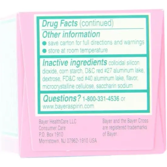 Bayer Aspirin 81mg Low-Dose Chewable Tablets Cherry, 36 Ct image {2}