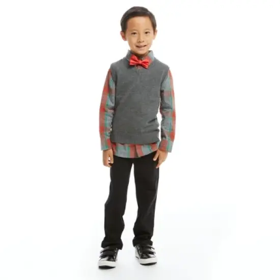 Andy & Evan  Toddler  Boys Holiday Check Buttondown w/Vest Set image {1}