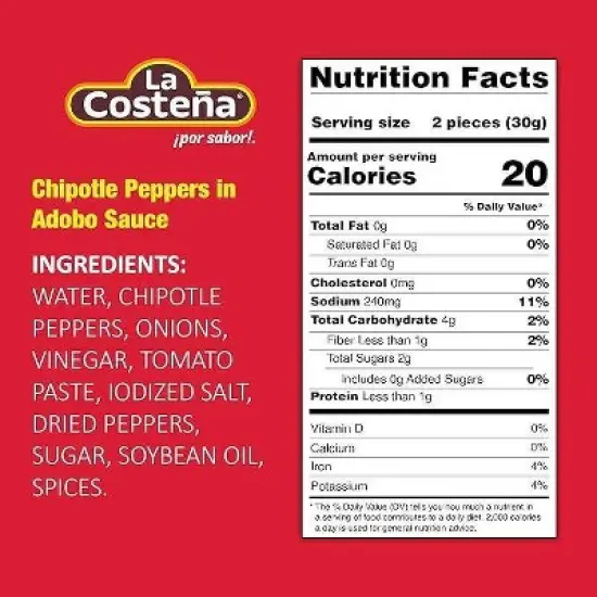 La Costena Chipotle Peppers in Adobo Sauce - 7oz image {3}