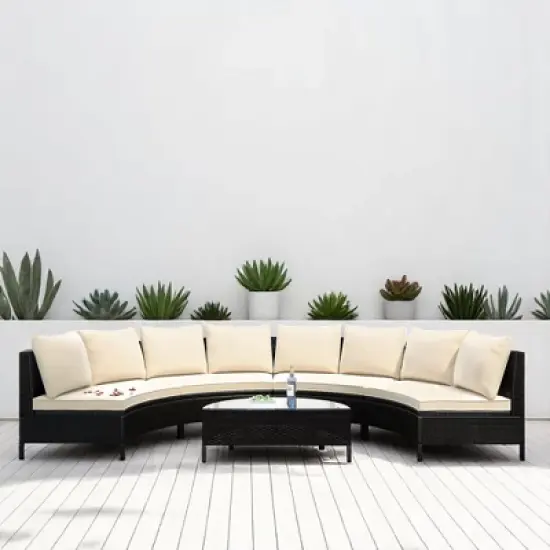 5-Piece Outdoor Rattan Sofa Set with Cushions, Pillows, and Tempered Glass Table &acirc;&acirc;&sbquo;?Multifunctional, UV & Water-Resistant Patio Furniture image {1}