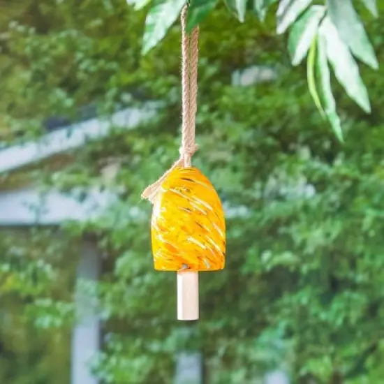Evergreen 8"H Yellow Swirl Chime image {1}