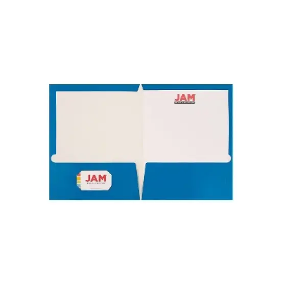 JAM Paper Glossy 2-Pocket Presentation Folder Royal Blue 100/Box AMP00334B image {2}