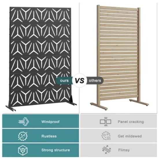 PexFix 72 in. x 47 in. Outdoor Metal Privacy Screen Garden Fence in Star Pattern image {8}