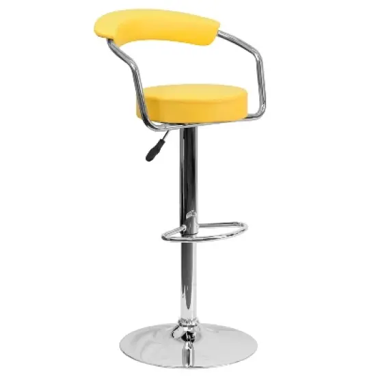 Emma and Oliver Contemporary Vinyl Adjustable Height Barstool with Arms image {11}