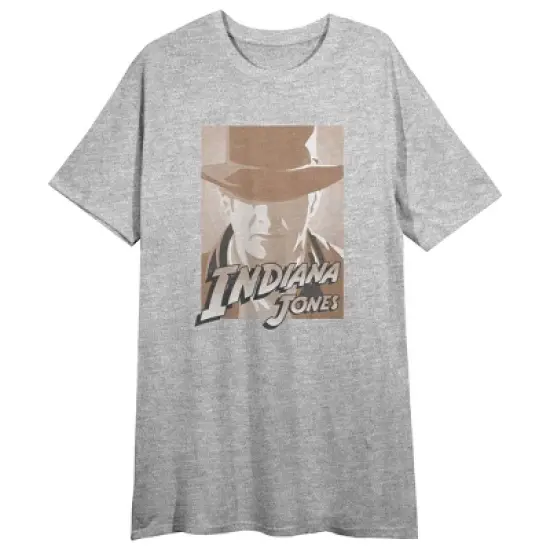 Indiana Jones And The Dial Of Destiny Poster Art Crew Neck Short Sleeve Heather Gray Women's Night Shirt image {2}