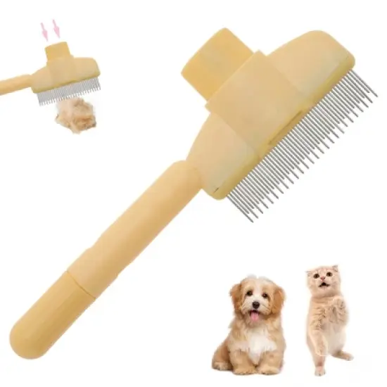 Unique Bargains Cat Grooming Brush with Release Button 1 Pc image {7}
