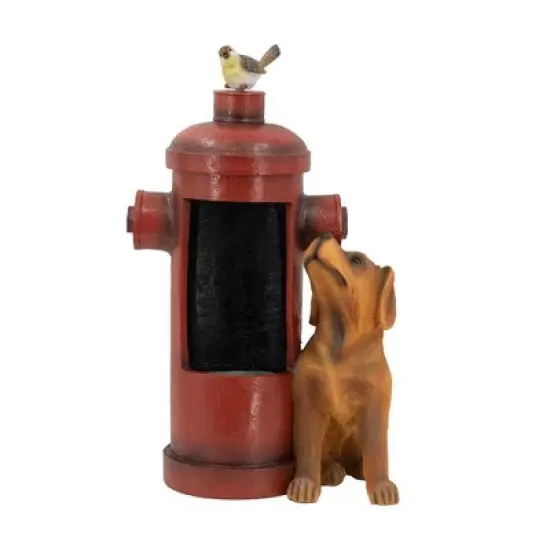 NAYSAYE Fountain Fire Hydrant Water Feature with Dog and Bird Accents for Garden and Patio, Multicolor, 16.2"*11"*26.8" image {1}