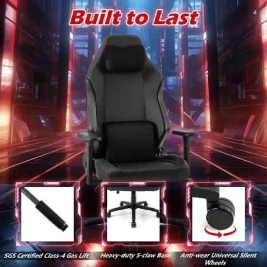 Costway Gaming Chair Ergonomic High Back Computer Chair with Rocking Function & 2D Armrests image {4}