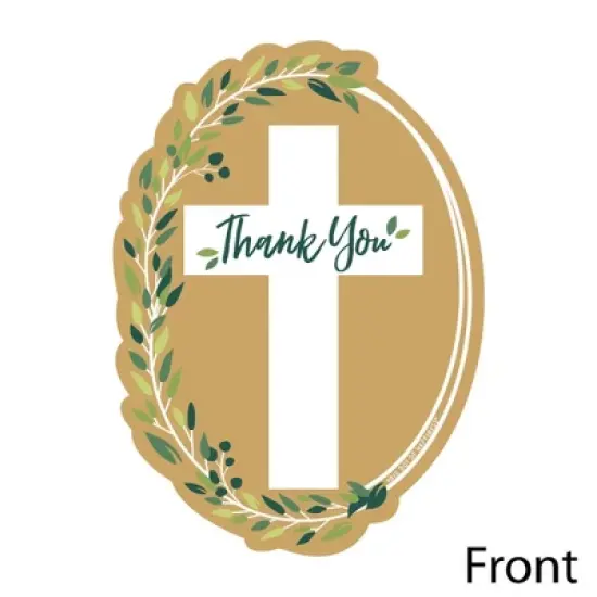 Big Dot of Happiness Elegant Cross - Shaped Thank You Cards - Religious Party Thank You Note Cards with Envelopes - Set of 12 image {2}