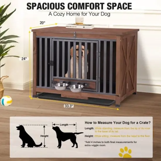 Aivituvin Wooden Dog Crate with Folding Design | Strong Iron Door-AIR100/100-B image {10}
