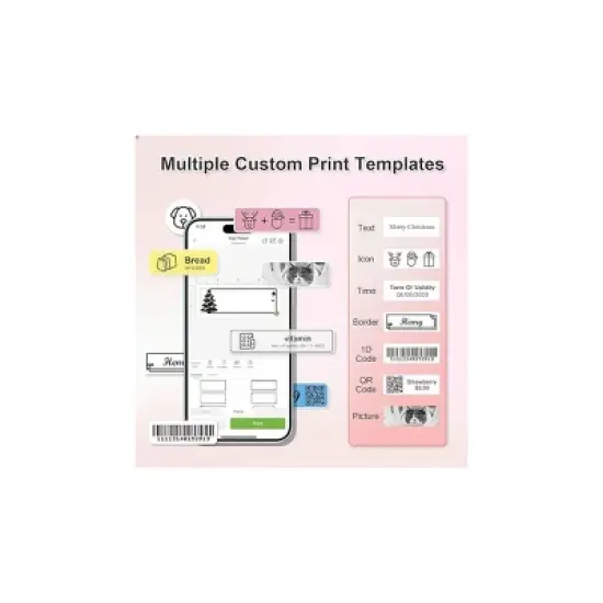 Nelko P21 Bluetooth Label Printer Pink with 14x40mm 100pc Roll and 14x40mm 180pc Roll image {3}