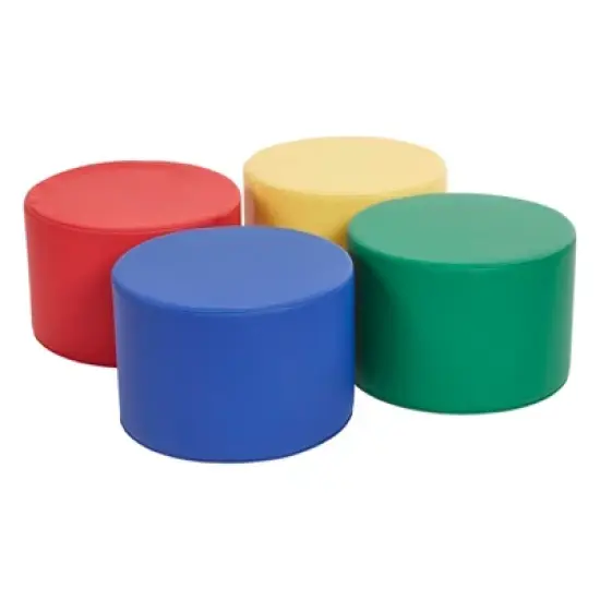 ECR4Kids SoftZone Round Foam Ottoman, Flexible Seating, 12in Seat Height, 4-Piece image {10}