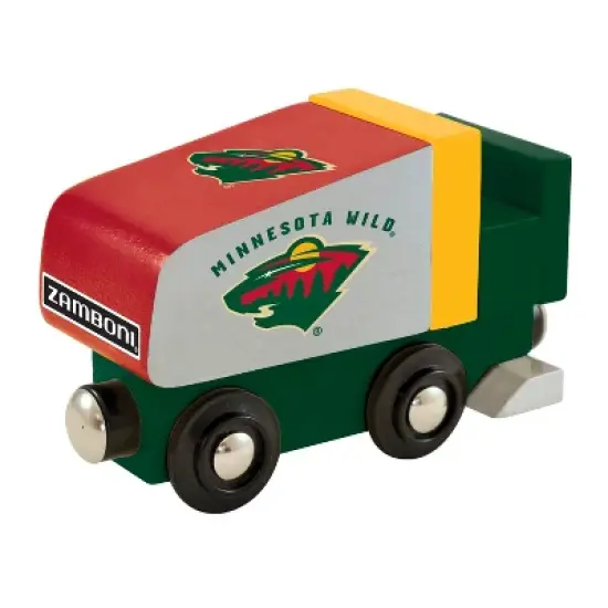 MasterPieces Officially Licensed NHL Minnesota Wild Wooden Toy Zamboni Train Engine For Kids image {1}