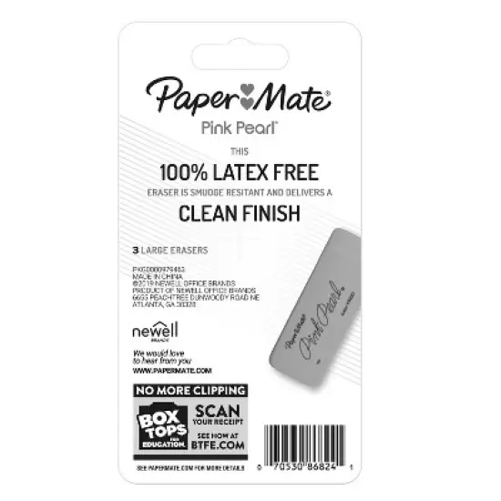 Paper Mate 3pk Pencil Erasers Pink Pearl image {6}