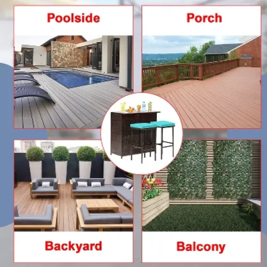 BestMassage Wicker Patio Furniture 3 Piece Rattan Table and Chairs image {5}