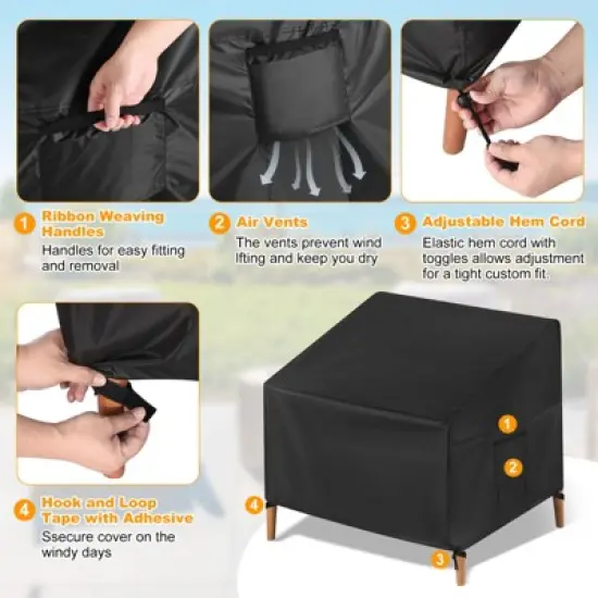 Unique Bargains M Outdoor Waterproof Heavy Duty Patio Chair Cover 39 x 38 x 37 Inch 1 Pc image {3}