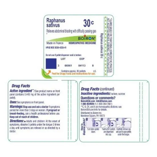 Raphanus Sativus 30C by Boiron Homeopathic Single Medicine For Digestive  -  80 Pellet image {1}