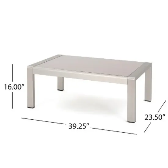 GDFStudio Crested Bay Outdoor Aluminum and Tempered Glass Coffee Table image {2}
