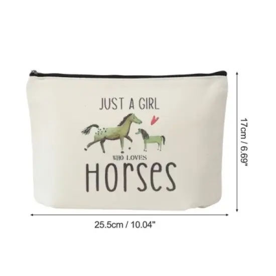 Unique Bargains Durable Horse Pattern Makeup Bag Beige 1 Pc image {1}