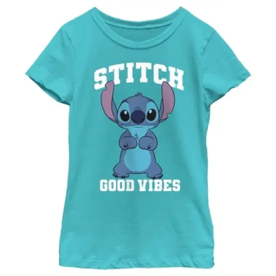 Girl's Lilo & Stitch Good Vibes Only Stitch T-Shirt image {3}