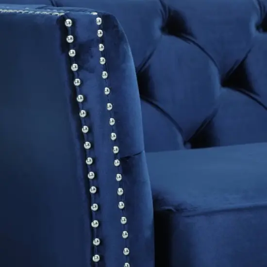 Chatwin Contemporary Tufted Velvet Sofa Dark Blue - Christopher Knight Home image {3}