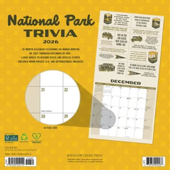 Willow Creek Press 2026 National Park Trivia Wall Calendar image {1}
