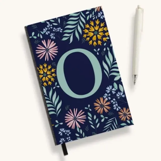 Personalization Mall Flowery Initial Personalized Journal Mint/Navy image {15}