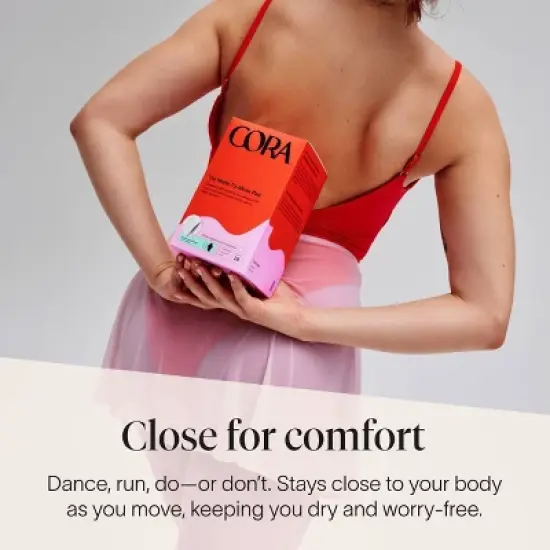 Cora Made-to-Move Regular Pads with Wings Organic Cotton Topsheet Ultra Thin - Regular Absorbency - 28ct image {3}