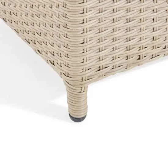 2pk All-Weather Wicker Canaan Outdoor Square Stools with Cushions Brown - Alaterre Furniture image {6}