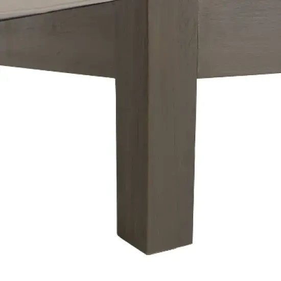 2pc Brava Outdoor Acacia Wood Right Arm Loveseat & Coffee Table with Cushion Gray/White - Christopher Knight Home image {3}