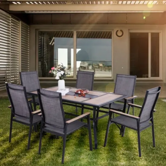 7pc Patio Set with Table & Sling Chairs - Captiva Designs image {8}