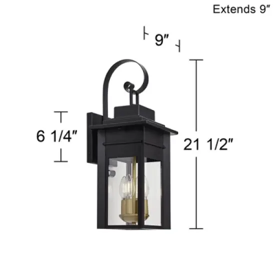 Franklin Iron Works Rustic Farmhouse Outdoor Wall Light Fixture Black 4-Light 21 1/2" Clear Glass Shade for Exterior Barn Deck House Porch Yard Patio image {3}