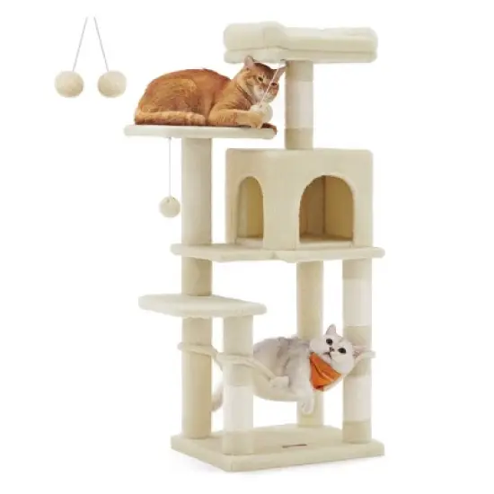 Feandrea 44.1'' /56.3" Cat Tree Tower for Indoor Cats ,Multi-Level Cat Condo Cat Furniture with Scratching Posts image {1}