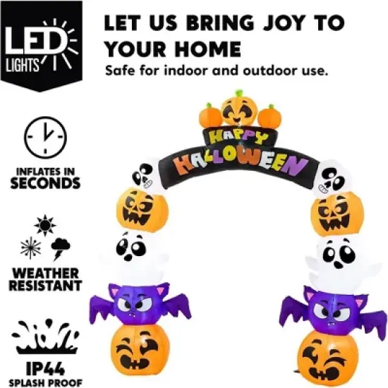 Joyfy 8 FT Halloween Inflatables Outdoor Decoration, Inflatable Pumpkin Archway with Build-in LEDs for Halloween Indoor Outdoor Yard Lawn Decoration image {2}