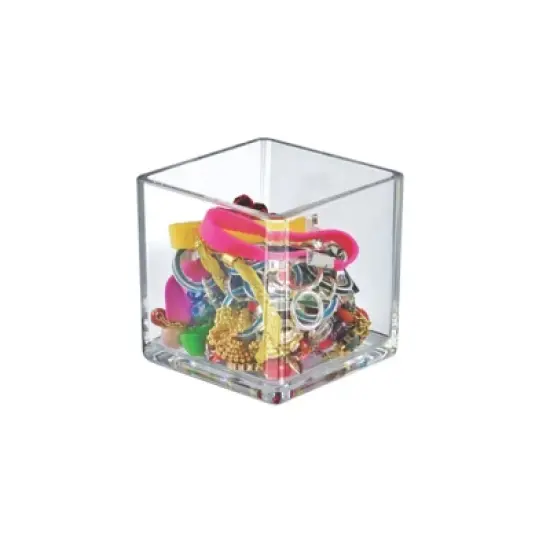 Azar Displays 4" Deluxe Clear Acrylic Square Cube Bin for Counter, 2-Pack image {1}