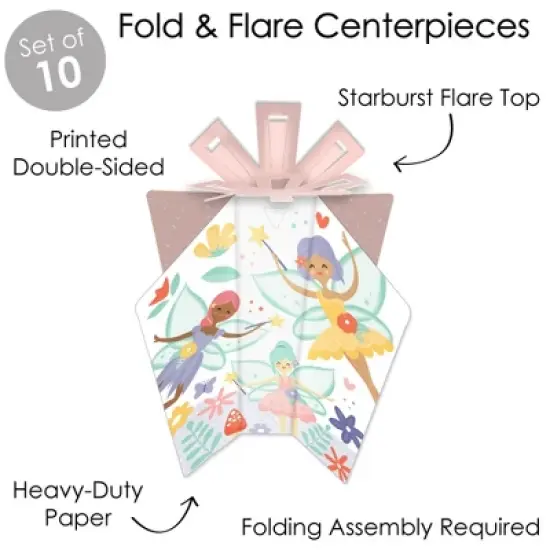 Big Dot of Happiness Let's Be Fairies - Table Decorations - Fairy Garden Birthday Party Fold and Flare Centerpieces - 10 Count image {3}