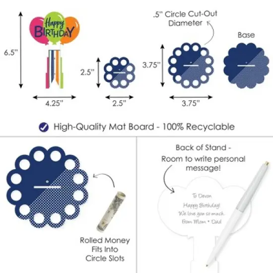 Big Dot of Happiness Cheerful Happy Birthday - DIY Colorful Birthday Party Money Holder Gift - Cash Cake image {2}