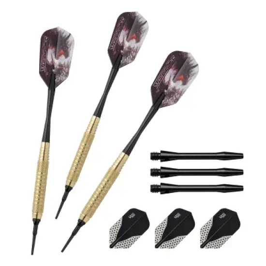 Fat Cat Warrior Soft Tip Darts 16 gram, Aluminum Shaft Black, V-100 Flights Clear image {2}