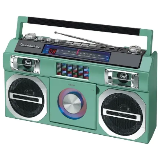Studebaker SB2145 80's Retro Street Portable Bluetooth Boombox with FM Radio, CD Player, LED EQ and 10 Watts RMS Power image {7}