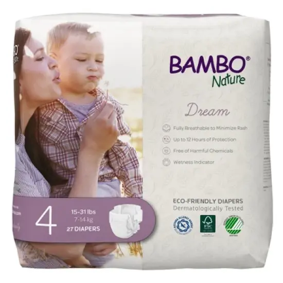 Bambo Nature Dream Baby Diapers - Eco-Friendly, Heavy Absorbency - Size 4, 15-31 lbs image {5}