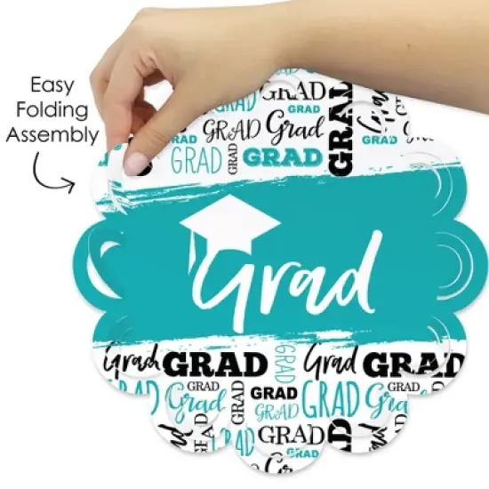 Big Dot of Happiness Teal Grad - Best is Yet to Come - Turquoise Graduation Party Round Table Decorations - Paper Chargers - Place Setting For 12 image {3}