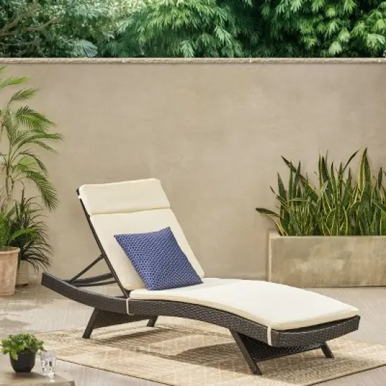Christopher Knight Home Salem Outdoor Wicker Armless Adjustable Chaise Lounge with Cushion image {19}