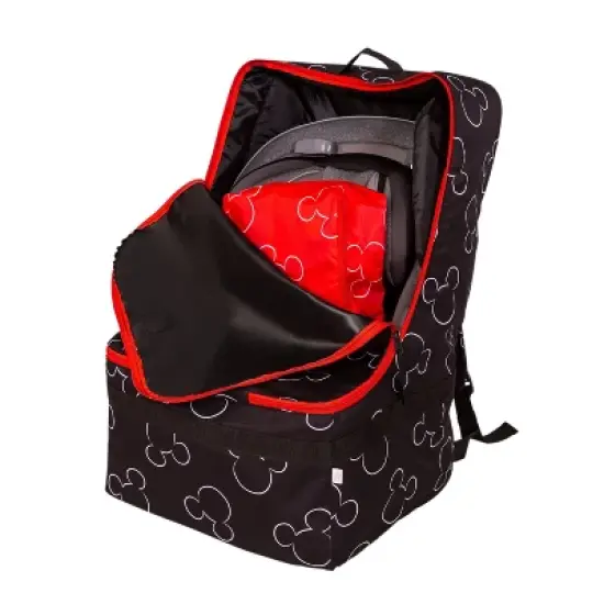 Disney Baby J.L. Childress Ultimate Padded Backpack Car Seat Travel Bag Mickey Black image {5}