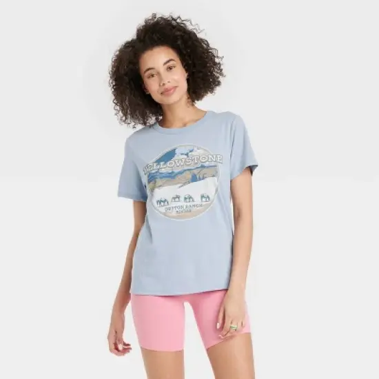Women's Yellowstone Short Sleeve Graphic T-Shirt - Blue image {3}