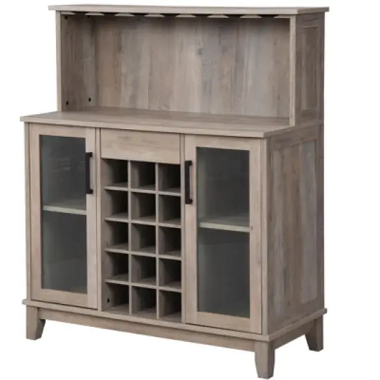 Home Source Bar Cabinet with Wine Rack and Glass Doors image {6}